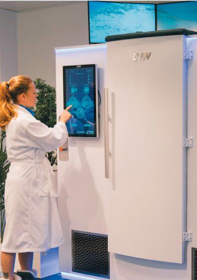 Woman Entering Cryochamber